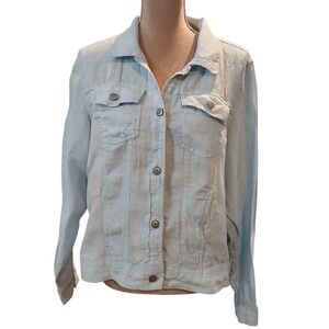 SOLD SOLD York 100% Linen Trucker Jacket Light Blue XL Lightweight